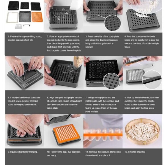 100 Holes Capsule Filling Machine Manual Capsule Filling Device for DIY Capsules - Picture 3 of 6